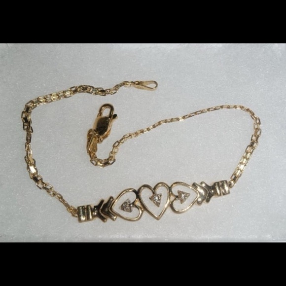 14k gold heart bracelet with real diamonds - Picture 1 of 5